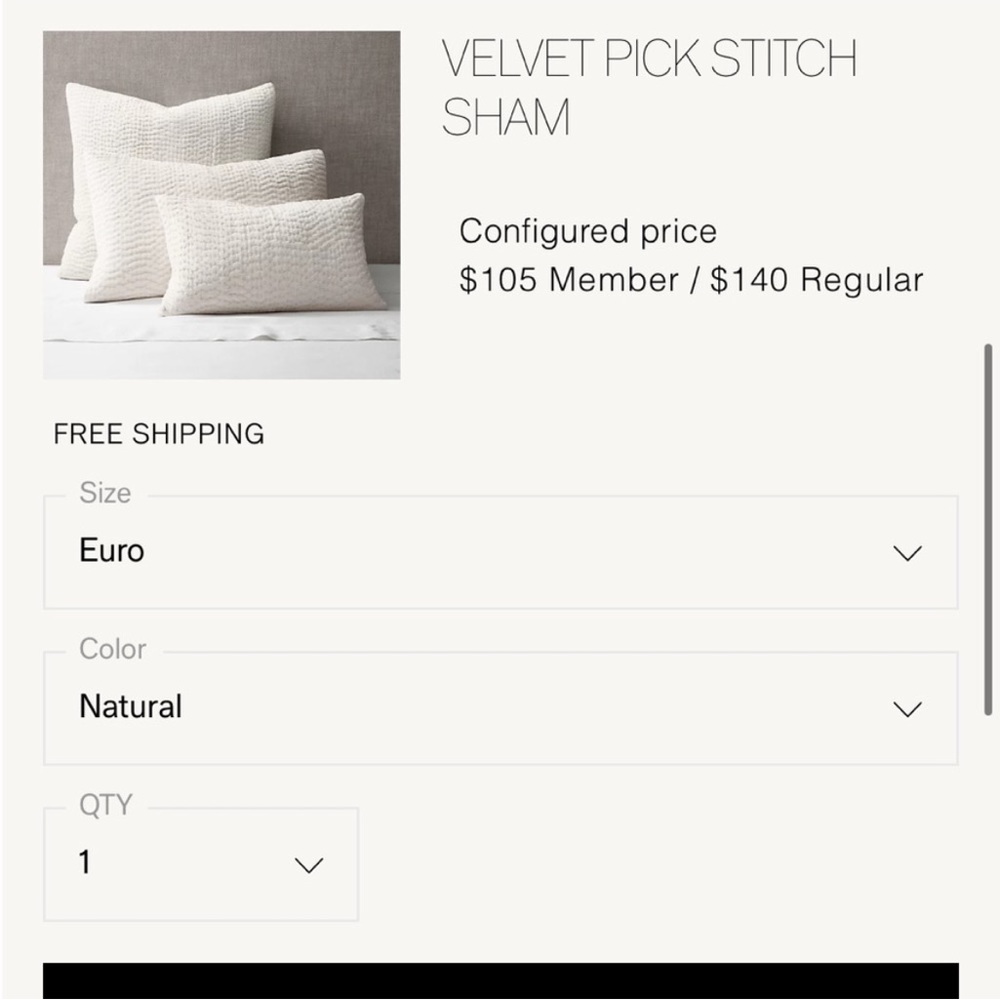 Restoration hardware euro shams in champagne color